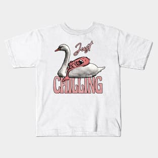 just chilling monster on swan Kids T-Shirt